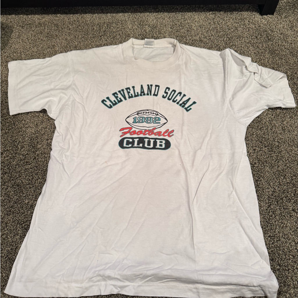 1992 White Cleveland Social Football Club Tee 1992 White Cleveland Social Football Club Tee